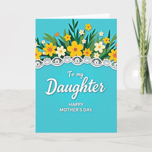 Aqua Blå Mors Dag Dotter Kort (Framsida)