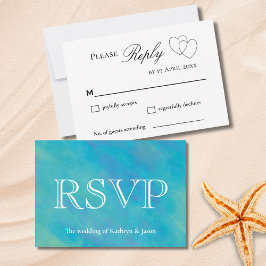 Aqua Blå Ocean RSVP Bröllopssvarskort OSA Kort