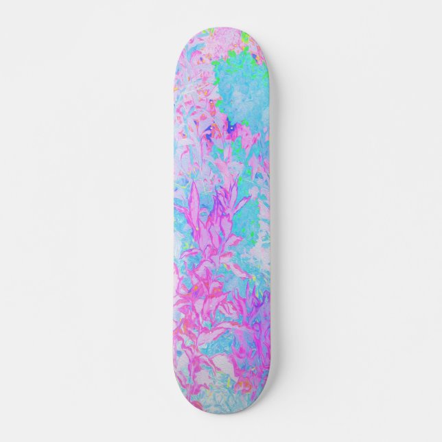 Aqua Blå och het rosa hortensia landskap Mini Skateboard Bräda 18,5 Cm (Framsida)