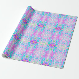 Aqua Blå och het rosa hortensia landskap Presentpapper