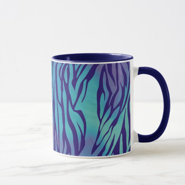 Aqua Blå Och Lila Zebrastreck Mugg (Höger)