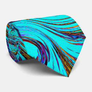 Aqua Blå och Svart Groovy Abstrakt Retro Konst Slips