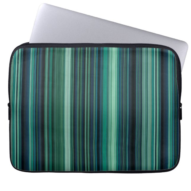Aqua Blå och Teal Ränder Laptop Fodral (Framsidan)