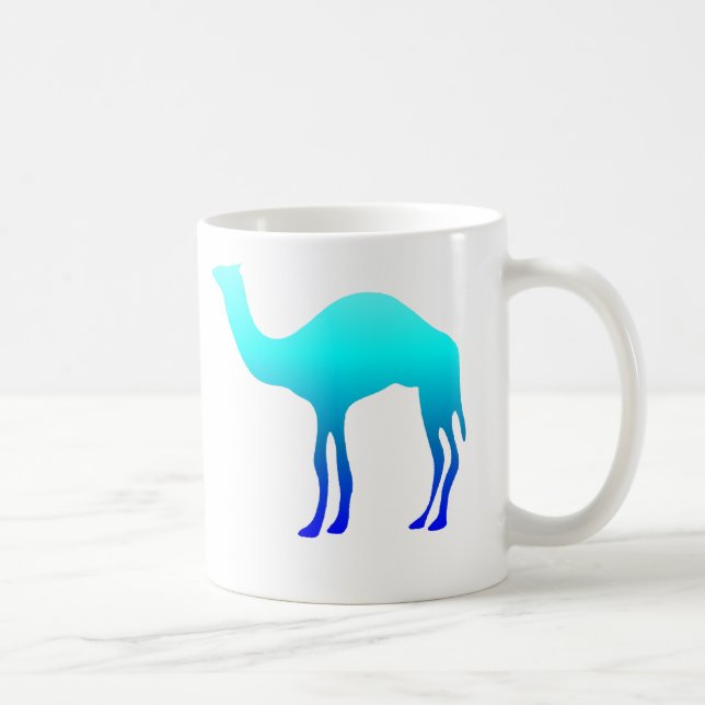 Aqua Blå Ombre Kamel Silhuett Kaffemugg (Höger)