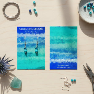 Aqua Blå Örhänge Halsband Smycken Visningskort Visitkort