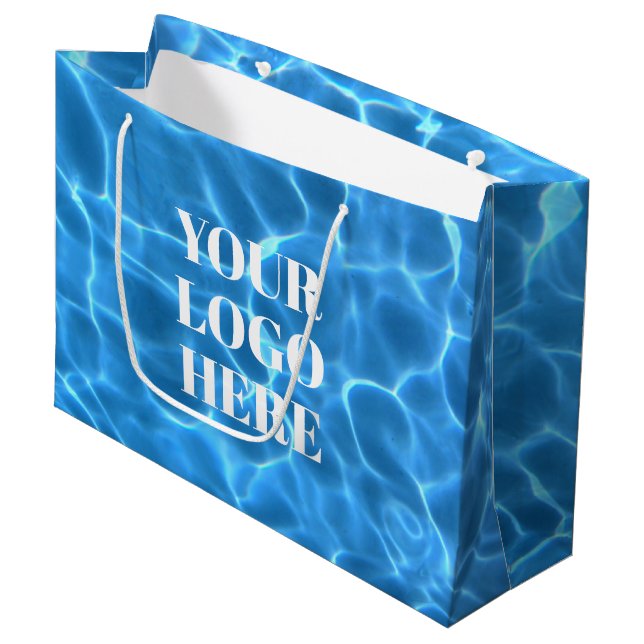 Aqua Blå Simbassäng Foto för din logotyp (Framsidan Vinklad)