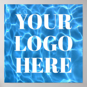 Aqua Blå Simbassäng Foto för Din Logotyp Poster