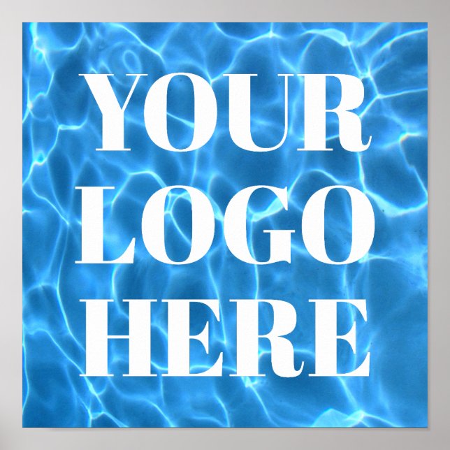 Aqua Blå Simbassäng Foto för Din Logotyp Poster (Framsidan)
