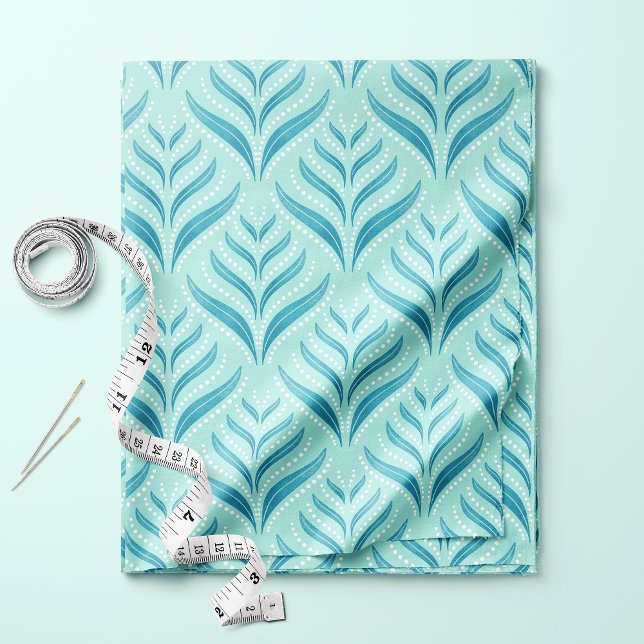 Aqua Blå Sjögräs Och Pärlor Tyg (Skapare uppladdad)