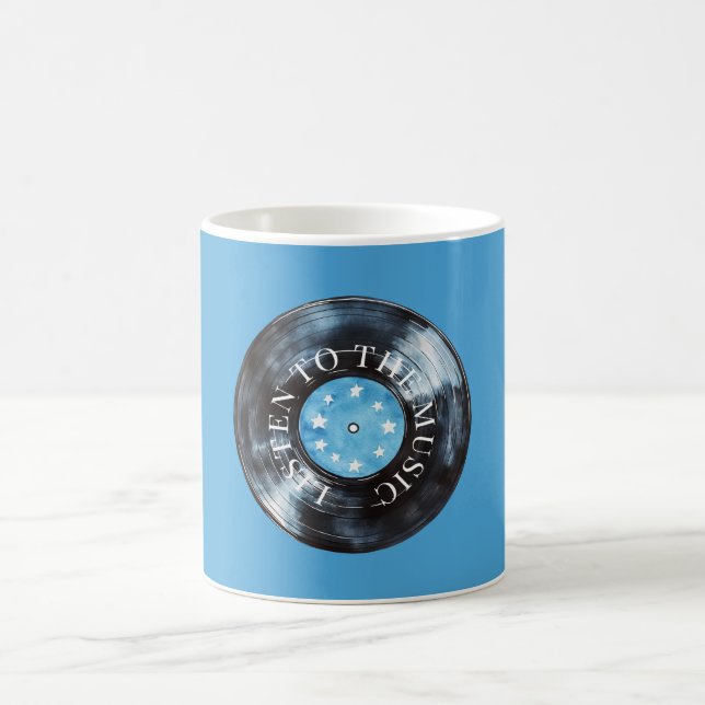 Aqua Blå Svart Skiva Musik Kaffemugg (Center)