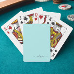 Aqua Blå Teal Modernt Skript Feminint Monogramnamn Casinokort<br><div class="desc">Aqua Blå Teal Enkelt Skript Monogramnamn Spelkort. Detta gör den perfekta söta 16-års födelsedags-,  bröllops-,  brudshow-,  årsdags-,  baby shower- eller möhippa-presenten för någon som älskar glamourösa lyxiga och chic stilar.</div>