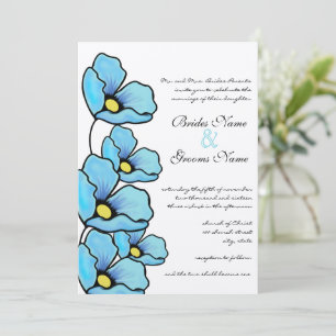 Aqua Blå Vallmo Blommor Bröllopsinbjudan Inbjudningar