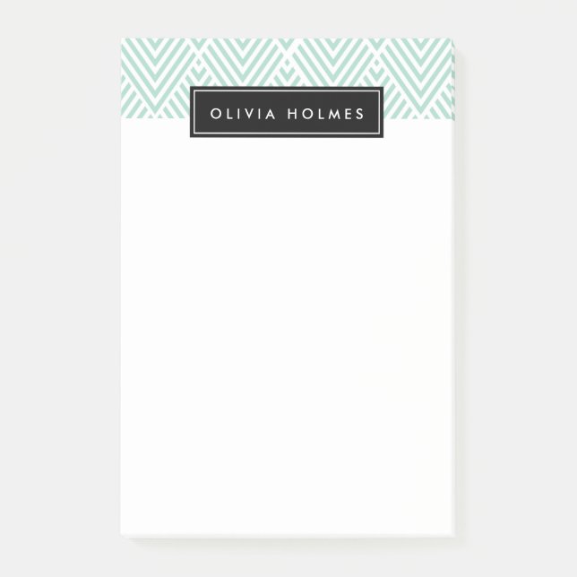Aqua & Black Chevron Mönster Post-it Block (Framsida)