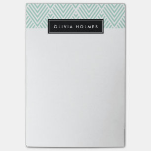 Aqua & Black Chevron Mönster Post-it Block