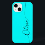 Aqua Black Elegant Calligraphy Script Namn<br><div class="desc">Aqua Elegant Black Calligraphy Script Anpassningsbar Personlig Namn iPhone 14 Smart Phone Case har en modern och enkel design för trendig och snyggt med din personlig namn i elegant-handskriven calligraphy-skripttypografi på akvatisk bakgrund. Designad av ©Evco Studio www.zazzle.com/store/evcostudio</div>