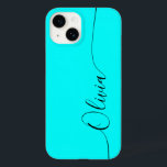Aqua Black Elegant Calligraphy Script Namn<br><div class="desc">Aqua Elegant Black Calligraphy Script Anpassningsbar Personlig Namn iPhone 14 Smart Phone Case har en modern och enkel design för trendig och snyggt med din personlig namn i elegant-handskriven calligraphy-skripttypografi på akvatisk bakgrund. Designad av ©Evco Studio www.zazzle.com/store/evcostudio</div>