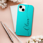 Aqua Black Elegant Calligraphy Script Namn<br><div class="desc">Aqua Shimmer Black Elegant Calligraphy Script Anpassningsbar Personlig Namn iPhone 14 Smart Phone Case har en modern och enkel design för trendig och snyggt med din personlig namn i elegant-handskriven calligraphy-skripttypografi på en metallisk akvaribakgrund. Designad av ©Evco Studio www.zazzle.com/store/evcostudio</div>