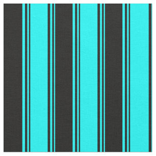 Aqua & Black Färgad Lined Mönster Tyg