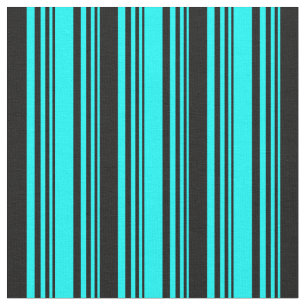 Aqua & Black Färgad Linjer/Rand Mönster Tyg