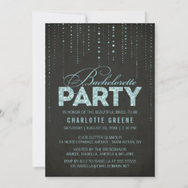 Aqua & Black Glitter Se Bachelorette Party Inbjudningar