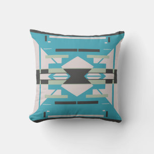Aqua Black Off White Symmetrical Southwest Titta p Kudde