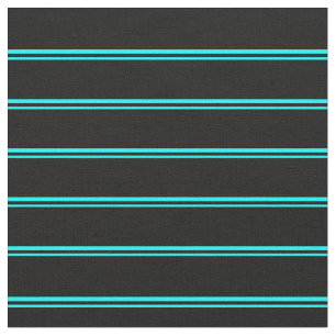 Aqua & Black Rand/Linjer Mönster Tyg