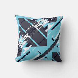 Aqua Black White Gray Diagonal Southwest Art Look Kudde