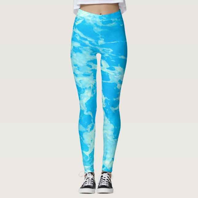 Aqua Blått Hav Leggings (Framsida)