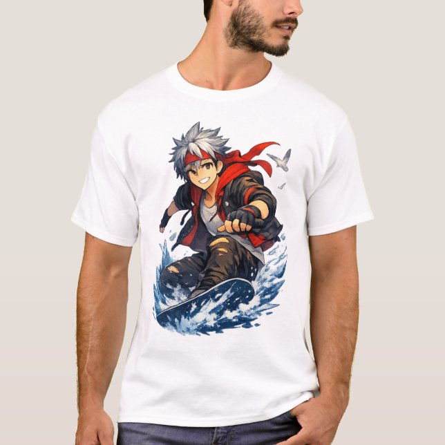 Aqua Blaze Surfer Hero T Shirt (Framsida)