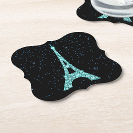 Aqua Bling Eiffel Torn Underlägg Papper