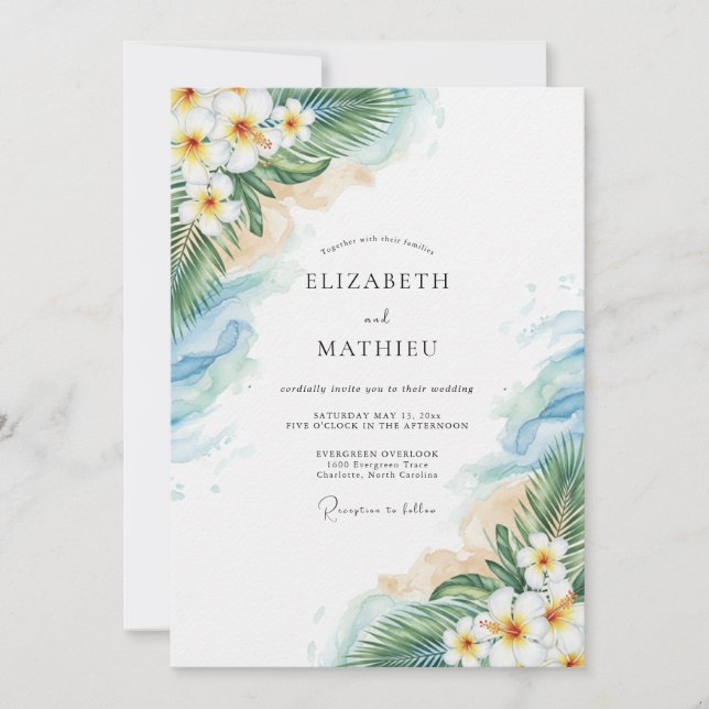 Aqua Blissful Coastal Wedding Inbjudningar (Framsida)