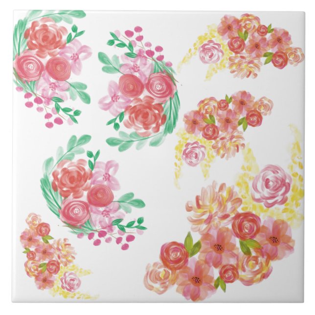 Aqua blomma kakelplatta (Framsidan)