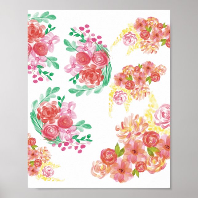 Aqua blomma poster (Framsidan)