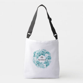 Aqua Blommig Krans Brudtärna Totebag Axelväska