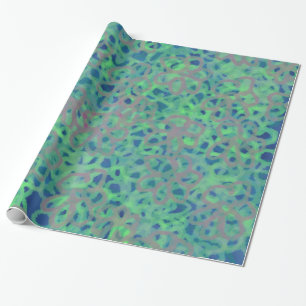 Aqua blommigt Abstract Design Presentpapper
