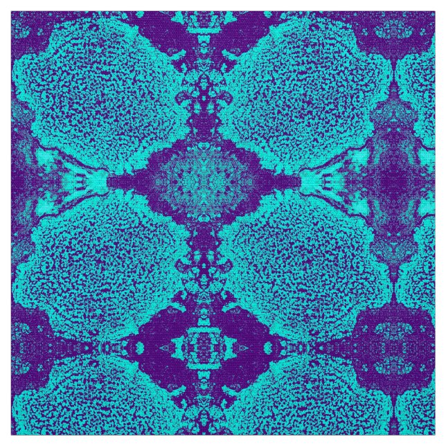 Aqua Blommigt Fabric Tyg (Provkarta)