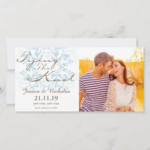 Aqua Blommigt Flourish Gifter sig fotokort Spara Datumet
