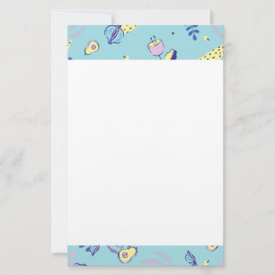 Aqua Blommönstrad Brevpapper