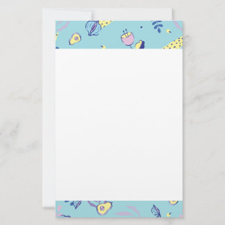 Aqua Blommönstrad Brevpapper