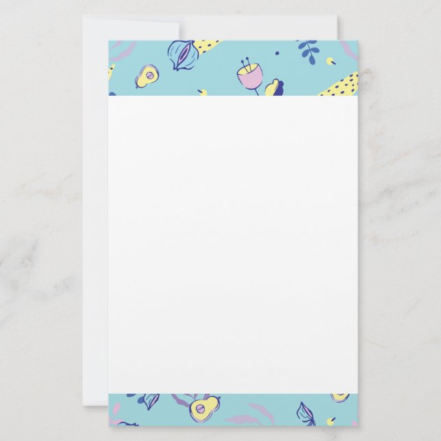 Aqua Blommönstrad Brevpapper (Framsida)