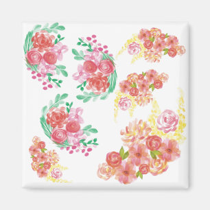 Aqua blommor magnet
