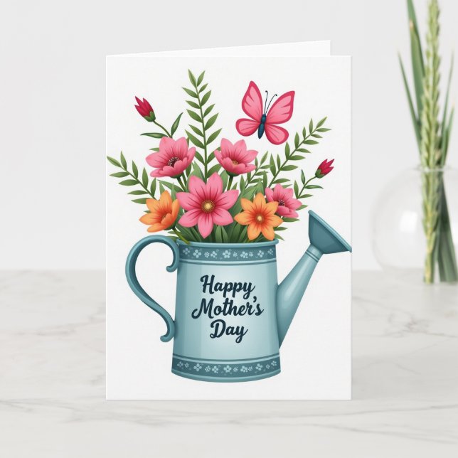 Aqua Blommor Vårkort Kort (Framsida)