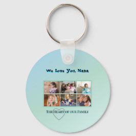 Aqua Blue 6-Photo Nana Tribute Nyckelring