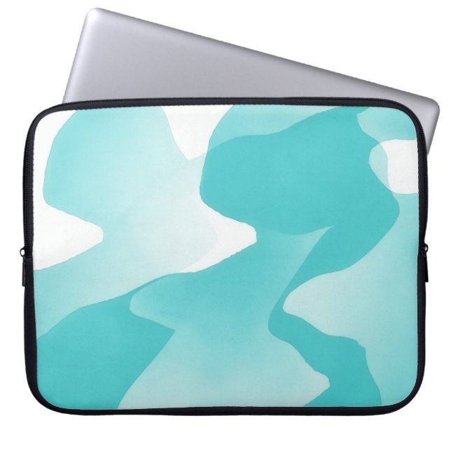 Aqua Blue Abstract Art Laptop Cover Sleeve (Framsidan)