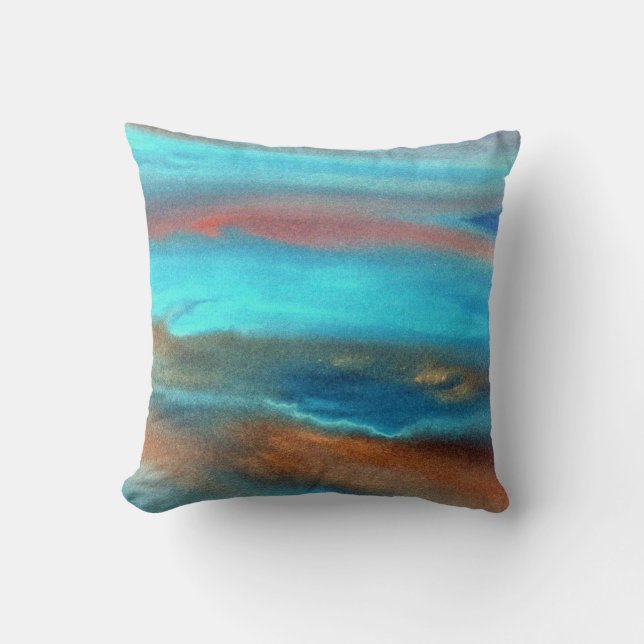 Aqua Blue Abstrakt Kudde (Framsida)