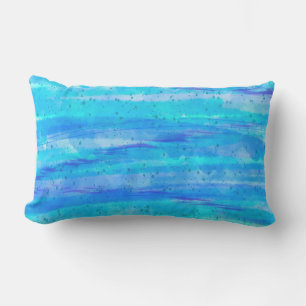 Aqua Blue Abstrakt Vinkar utomhus Lumbarkudde