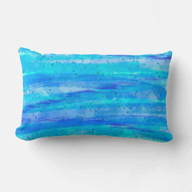 Aqua Blue Abstrakt Vinkarare Lumbarkudde (Framsida)