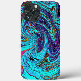 Aqua Blue and Black Groovy Abstrakt Retro Art