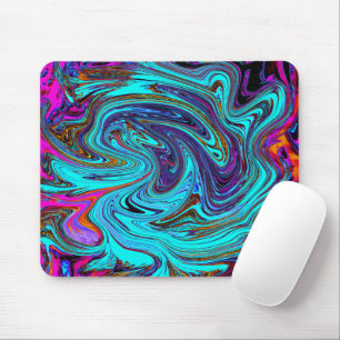 Aqua Blue and Black Groovy Abstrakt Retro Art Musmatta