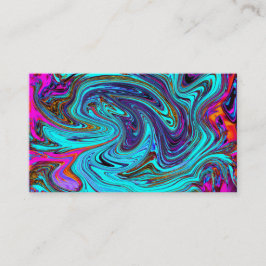 Aqua Blue and Black Groovy Abstrakt Retro Art Visitkort